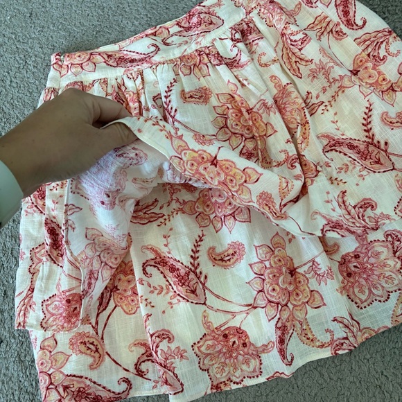 NWT Express Pink Off White Floral Paisley Layered A-Line Linen Skirt Women’s 4 - Picture 4 of 8